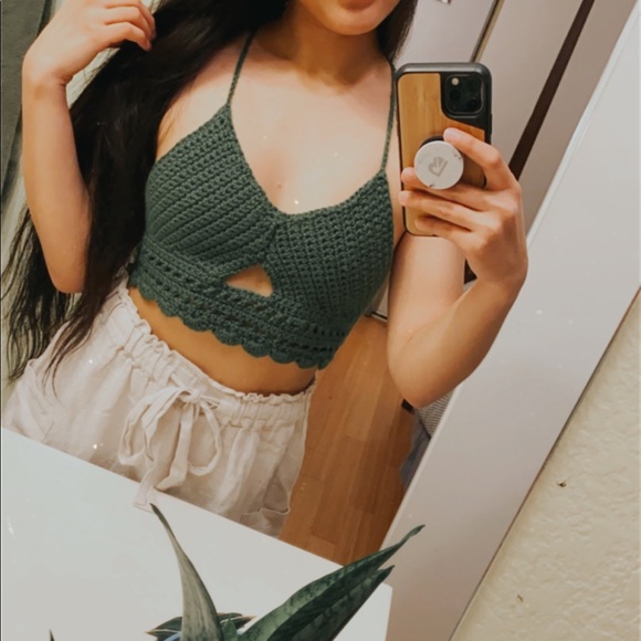 *SOLD*  Green Crochet Bralette - Picture 1 of 3